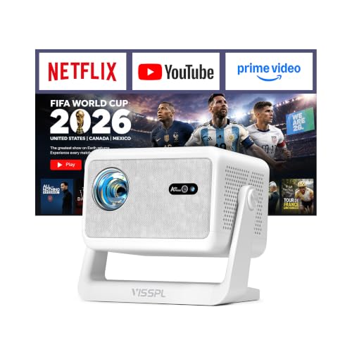 [Now with Netflix & 3200ANSI] 4K Smart Projector with WiFi and Bluetooth,Auto Focus & Keystone Portable Mini Projector with Stand,Outdoor Home Theater Small Proyector for bedroom White
