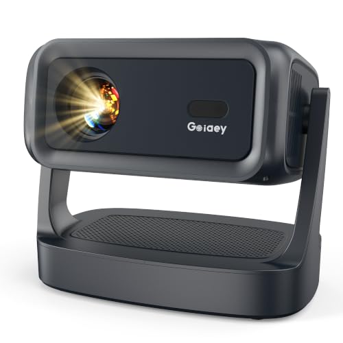 [3000 ANSI/ 330°Stand/Built in Apps] 4K-Projector with WiFi and Bluetooth, Goiaey GO2 Mini Outdoor Projector with Auto Focus, DoIby, Zoom, Portable Projector for Bedroom/Home/Celling