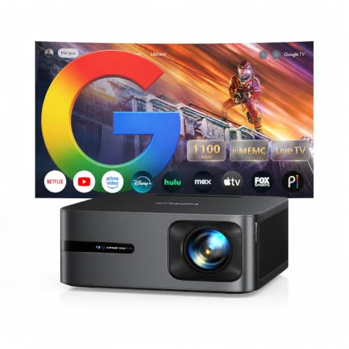 WiMiUS G2 Official Google TV 14.0 Projector, 4K Supported, Real 1100 ANSI, MEMC, HDR10, 30W Dolby Audio, Smart Auto Focus, WiFi 6 & Bluetooth Home Theater Projector for Outdoor Movies & Sports