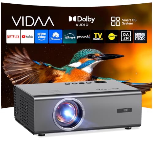 4K Projector with WiFi and Bluetooth, VIDAA Smart Projector 1200+ APPs&Official AirPlay&Voice Control 2000 ANSI Auto Focus Keystone Indoor/Outdoor Projector 60W Dolby Home Theater