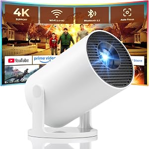 Mini Projector, Portable Projector with Wifi and Bluetooth, Built in Apps, Support 4K 1080