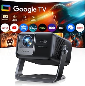 Smart 4K Projector [Google TV Stick Built-in & 360° Stand] with WiFi 6, Bluetooth 5.3,