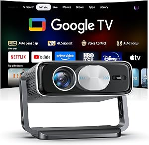 Smart 4K Projector [Bundled with Google TV Stick] with WiFi and Bluetooth, 2500ANSI, Auto 